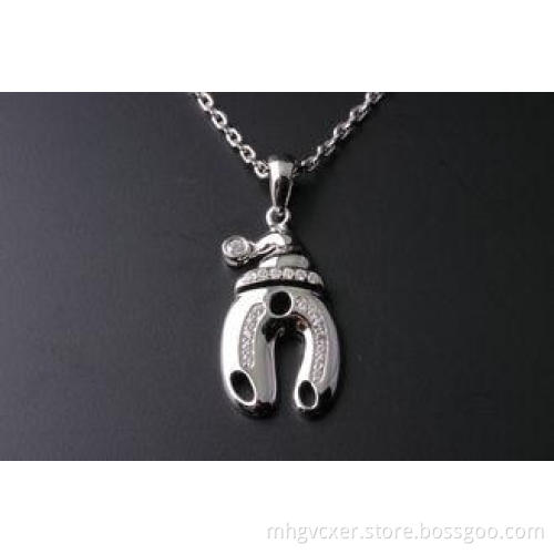 Girls large 925 Silver CZ Pendant Custom Rho plated Or rose